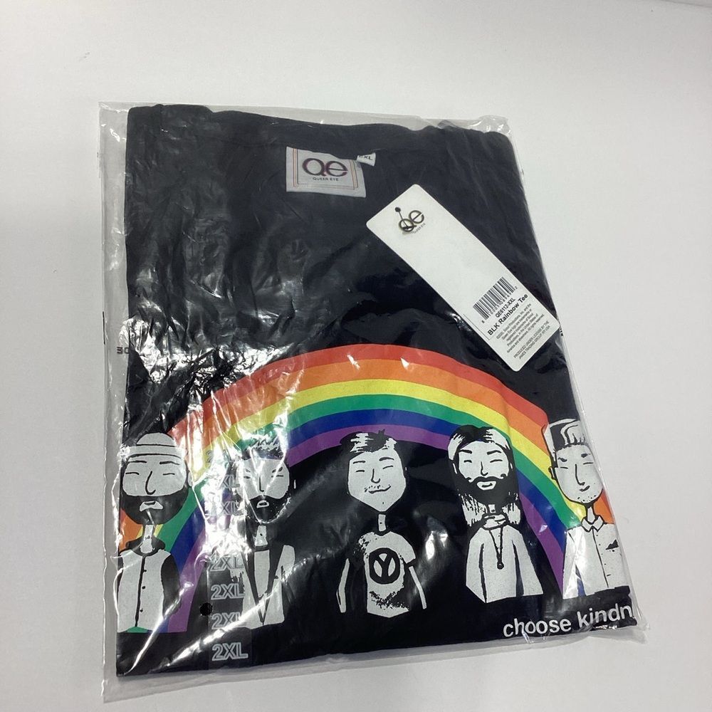 Queer Eye Black Rainbow Graphic T-Shirt Size 2XL Short Sleeve Pride